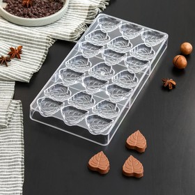 Форма для шоколада «Листочки», 21 ячейка, 27,5×17,5×2,5 см, ячейка 4×3×0,8 см