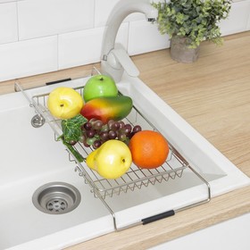 Сушилка для посуды и фруктов на раковину раздвижная Доляна, 35,5(54)×20,5×4 см