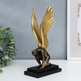 Сувенир полистоун "Ангел с золотыми крыльями - преклонение" 25,5х11х17 см в Донецке