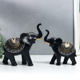 {{photo.Alt || photo.Description || 'Сувенир полистоун &quot;Индийские чёрные слоны с узором на попоне&quot; н-р 2шт 18х7х17 21,5х8,5х21 см   73555'}}