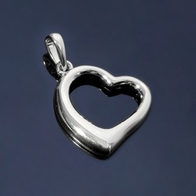 Подвеска родированная "Сердце" контур, цвет серебро