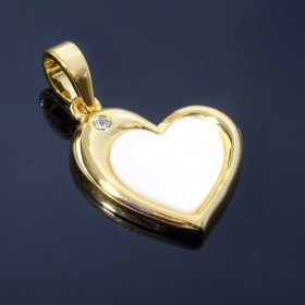 Подвеска родированная "Сердце" цвет белый в золоте