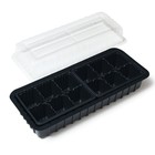 Мини-парник для рассады 40 × 16 × 13 см, 2 вставки, 12 ячеек, чёрный, Greengo 7675049