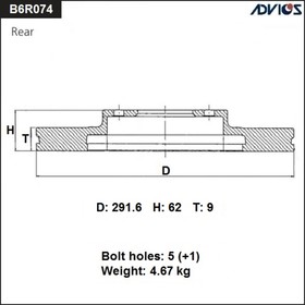 Диск тормозной зад. ADVICS (R) NISSAN QASHQAI J10 (07-13), TEANA J32 (08-13) 7658921