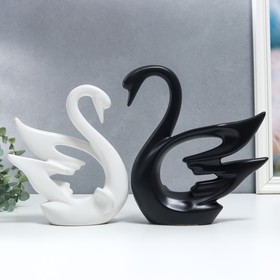 Сувенир керамика "Лебеди белый и чёрный" набор 2 шт 21х18 24х21 см