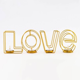 Подсвечник металлический настольный ′Love′, 13.5 х 42 см, золото в Донецке