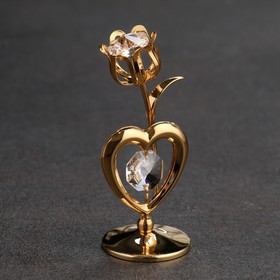 Сувенир «Сердце с цветком»,с кристаллами
