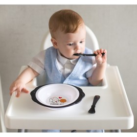 Набор  детской посуды «Люблю есть», тарелка на присоске 250мл, вилка, ложка