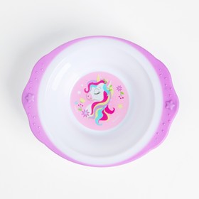 Набор  детской посуды «Единорожек», тарелка на присоске 250мл, вилка, ложка - фото 10544132