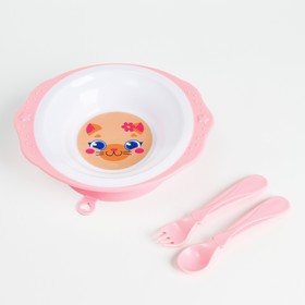 Набор  детской посуды «Которусалка», тарелка на присоске 250мл, вилка, ложка