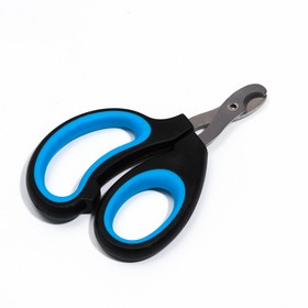 Ножницы-когтерезы "Пижон" Premium с эргономичной ручкой, чёрно-голубые