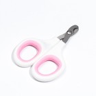 Ножницы-когтерезы с мягкими ручками, отверстие 8 мм, бело-розовые - фото 10510599