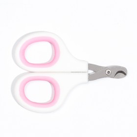 Ножницы-когтерезы с мягкими ручками, отверстие 8 мм, бело-розовые - фото 10510603