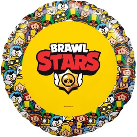 Шар фольгированный 18" Brawl Stars «Герои», дизайн № 2, круг, 1 шт. в упаковке, цвет жёлтый