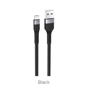 Кабель Hoco X34, microUSB - USB, 2.4 А, 1 м, PVC оплетка, плоский, черный