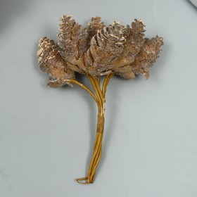 Искусственное растение для творчества "Шишки" 1 букет= 6 шишечек коричневый 10 см - фото 10568387