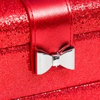 Шкатулка кожзам для украшений сундук с бантом "Мелкие квадратики. Красный" 13,5х16,5х23 см - фото 10568806