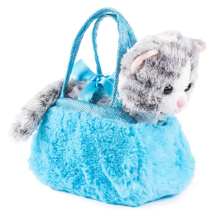 Мягкая игрушка «Котик» в сумочке-переноске, 18 см - фото 800779232