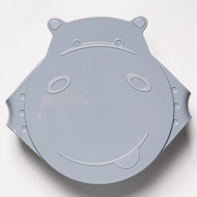 Детская тарелка Hello, Hippo! с крышкой, цвет серый