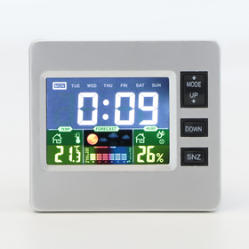 Часы электронные с метеостанцией, с календарём и будильником 7.7х8.6 см