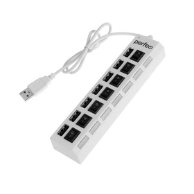Разветвитель USB (Hub) Perfeo H033, 7 портов, USB 2.0, белый