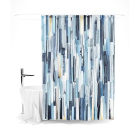 Шторка для ванной «Сирень» «Вертикальные мазки», 145х180 см, цвет голубой