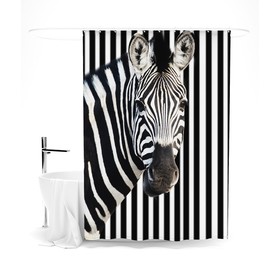 Шторка для ванной «Сирень» «Игра в прятки», 145х180 см, цвет черно-белый