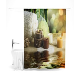 Шторка для ванной «Сирень» «Свечи над водой», 145х180 см, цвет коричневый
