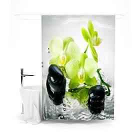Шторка для ванной «Сирень» «Сочная орхидея», 145х180 см, цвет серый