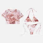 Купальник  женский раздельный MINAKU (футболка, топ, плавки), цвет розовый, размер 44 - фото 800859242