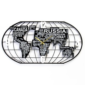 Часы настенные "Карта мира", плавный ход, 40х78 см