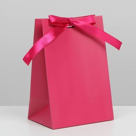 Пакет подарочный с лентой «Фуксия», 13 × 19 × 9 см