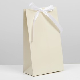 Пакет подарочный с лентой «Молочный», 13 × 23 × 7 см