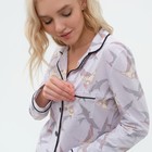 Пижама женская (рубашка и брюки) KAFTAN Birds р. 48-50, серый - фото 800867325