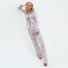 Пижама женская (рубашка и брюки) KAFTAN Birds р. 48-50, серый - фото 800867326