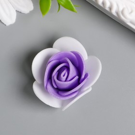 Декор для творчества "Белая роза с фиолетовой серединкой" d=3,5 см