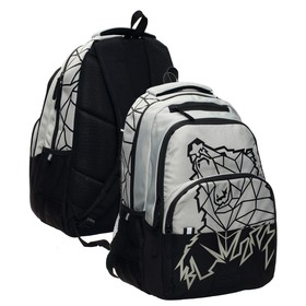 Рюкзак молодежный Grizzly, эргономичная спинка, 45 х 32 х 23 см, чёрный/серый