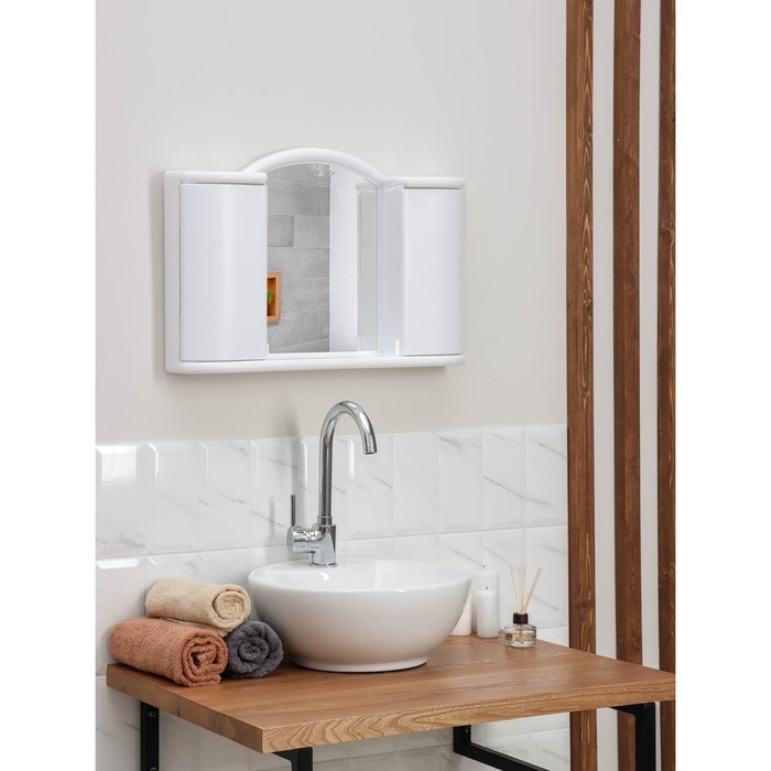 Шкафчик зеркальный для ванной комнаты «Арго», цвет снежно-белый - фото 878317