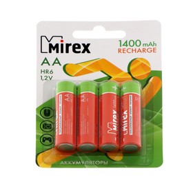 Аккумулятор Mirex, Ni-Mh, AA, HR6-4BL, 1.2В, 1400 мАч, блистер, 4 шт. в Донецке