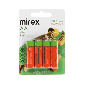 Аккумулятор Mirex, Ni-Mh, AA, HR6-4BL, 1.2В, 2000 мАч, блистер, 4 шт. в Донецке