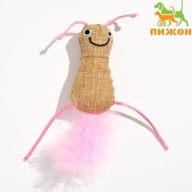 Мягкая игрушка для кошек с кошачьей мятой и пуховым хвостом "Бабочка", розовая