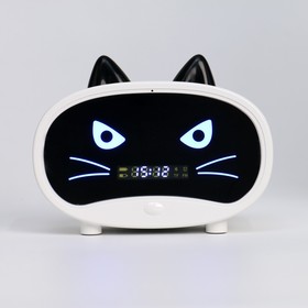 Часы настольные электронные "Кошка", белая индикация, 9.5 х 11.5 х 4.5 см
