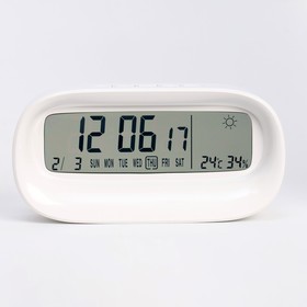 Часы настольные электронные, термометром, гигрометром, 7 х 14.5 х 4 см