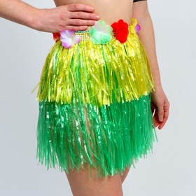 Гавайская юбка, 40 см, двухцветная желто-зеленая в Донецке
