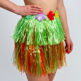 Гавайская юбка, 40 см, двухцветная зелёно-разноцветная