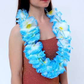 Гавайское ожерелье "Лепесточки", цвет голубой