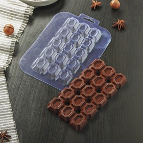 Форма для шоколада и конфет «Плитка насквозь круги», 17×8,5×1 см, цвет прозрачный