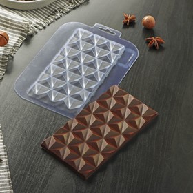Форма для шоколада и конфет «Плитка Пирамидки», 17×8,5×1 см, цвет прозрачный