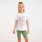 Футболка детская MINAKU "Happines" цвет белый, рост 134 - фото 800947763