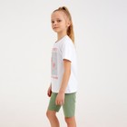 Футболка детская MINAKU "Happines" цвет белый, рост 134 - фото 800947764